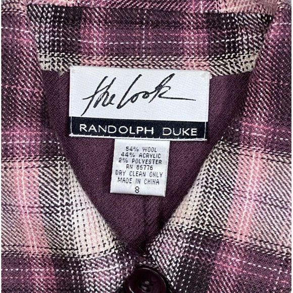 Vintage Randolph Duke The Look Y2K Wool Blend Jacket Blazer Plaid Pink Tan Sz 8 - Picture 5 of 13